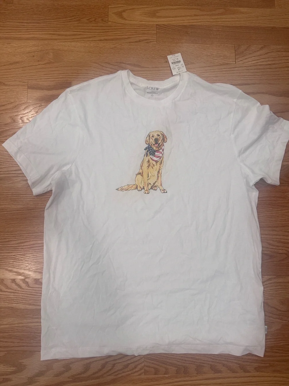 NWT 100% Cotton j. Crew USA golden retriever dog tee